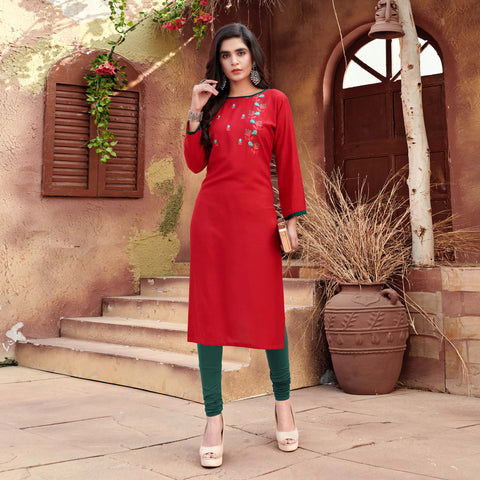 Readymade Red Short Kurti In Georgette Latest 816KR03